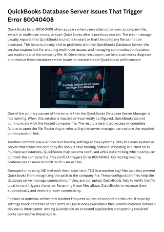 quickbooks database server issues that trigger