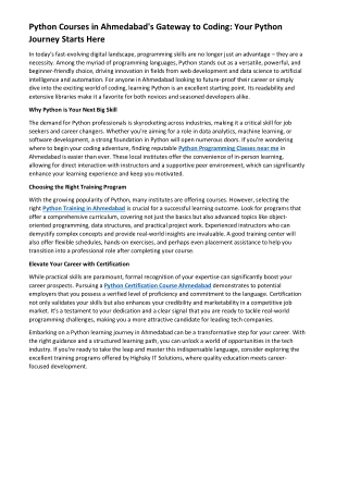 Python Courses in Ahmedabad's Gateway to Coding Your Python Journey Starts Here