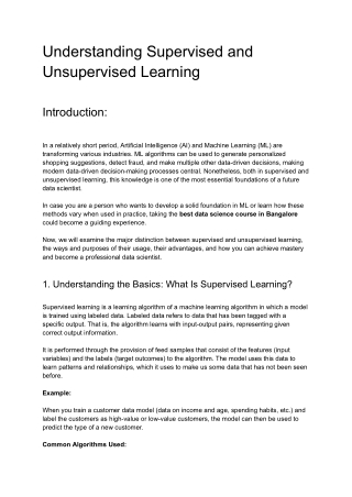 Understanding Supervised and Unsupervised Learning