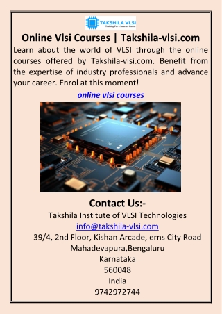 Online Vlsi Courses  Takshila-vlsi.com