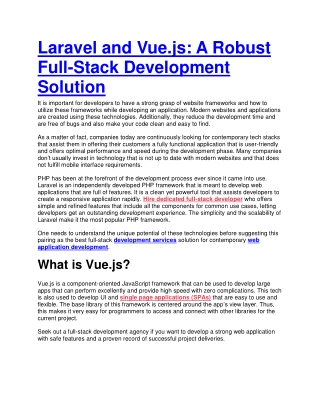 Laravel and Vue.js: A Robust Full-Stack Development Solution