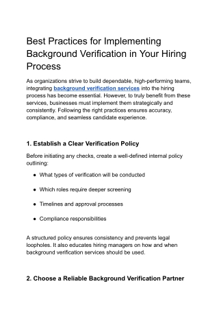 Best Practices for Implementing Background Verification in Your Hiring Process