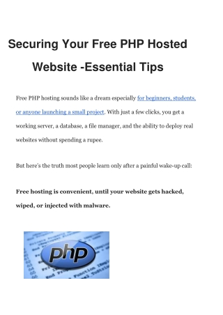 securing your free php hosted
