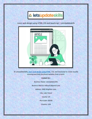 Learn web design using HTML CSS and JavaScript  LetsUpdateskills