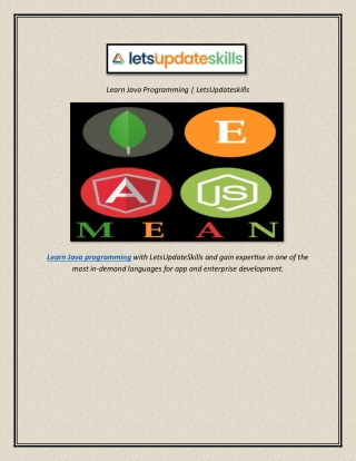 Learn Java Programming  LetsUpdateskills
