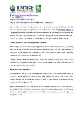 Why are pgdm colleges popular in Greater Noida for a good career