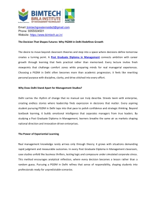 The Decision That Shapes Futures Why PGDM in Delhi Redefines Growth