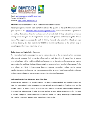 When Global Classrooms Shape Future Leaders in International Business